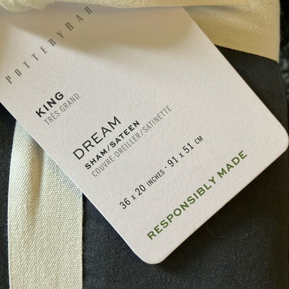 NWT Pottery Barn King Dream Comforter and 2 King Shams Set Steel Blue - Picture 9 of 9